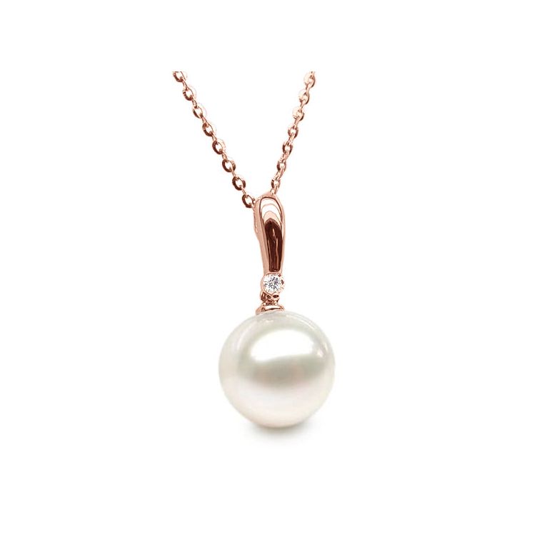 Ciondolo Hainan - Oro Rosa, Perla d'Acqua Dolce e Diamante - 1
