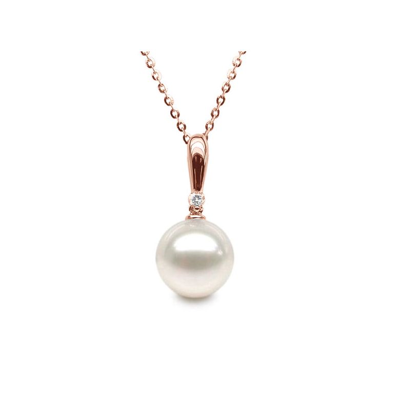 Ciondolo Hainan - Oro Rosa, Perla d'Acqua Dolce e Diamante - 2