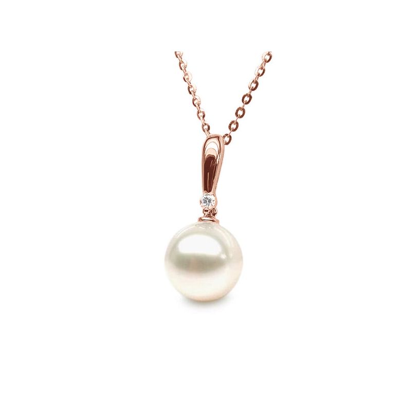 Ciondolo Hainan - Oro Rosa, Perla d'Acqua Dolce e Diamante - 5