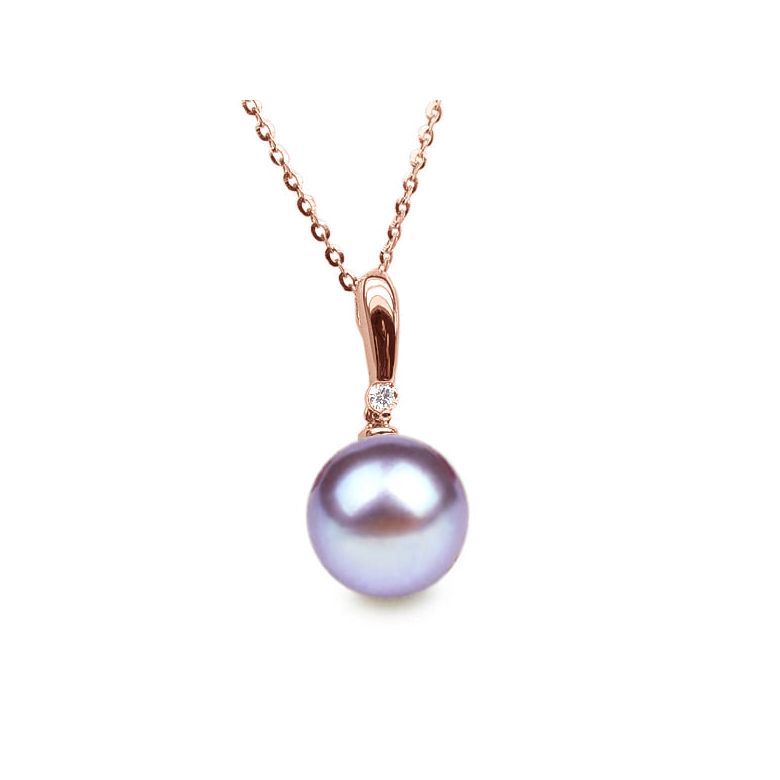 Ciondolo Hainan - Oro Rosa, Perla d'Acqua Dolce e Diamante - 11