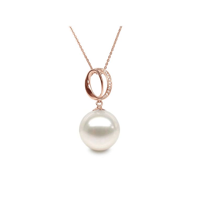 Ciondolo O My God - Oro Rosa, Diamanti e Perla di Fiume - 2