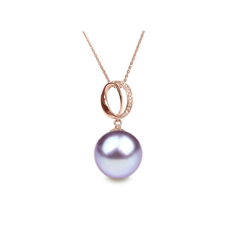 Ciondolo O My God - Oro Rosa, Diamanti e Perla di Fiume - 3