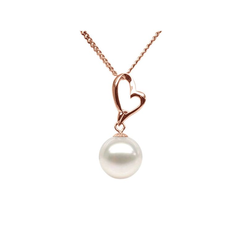 Ciondolo Coeur de Cupidon - Oro Rosa 18kt e Perla d'Acqua Dolce Bianca - 1