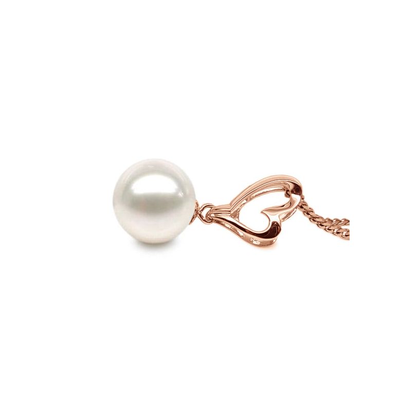 Ciondolo Coeur de Cupidon - Oro Rosa 18kt e Perla d'Acqua Dolce Bianca - 2