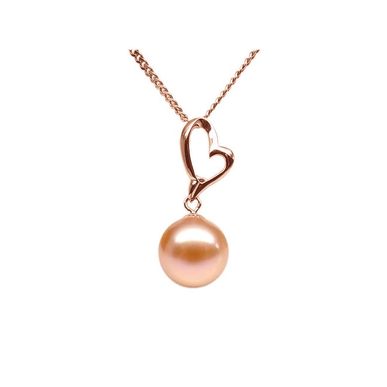 Ciondolo Coeur de Cupidon - Oro Rosa 18kt e Perla d'Acqua Dolce Bianca - 7