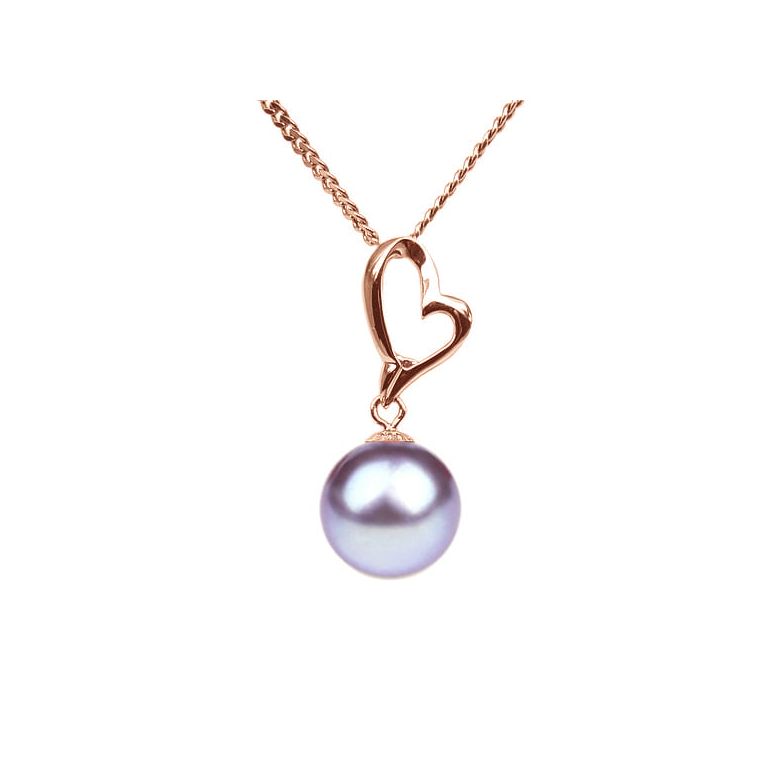 Ciondolo Coeur de Cupidon - Oro Rosa 18kt e Perla d'Acqua Dolce Bianca - 9