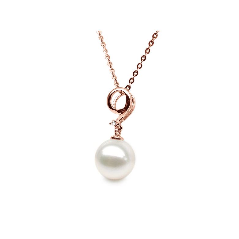 Ciondolo Numero 9 - Perla d'Acqua Dolce, Oro Rosa e Diamanti - 2