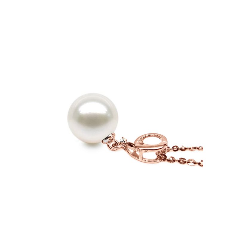 Ciondolo Numero 9 - Perla d'Acqua Dolce, Oro Rosa e Diamanti - 5