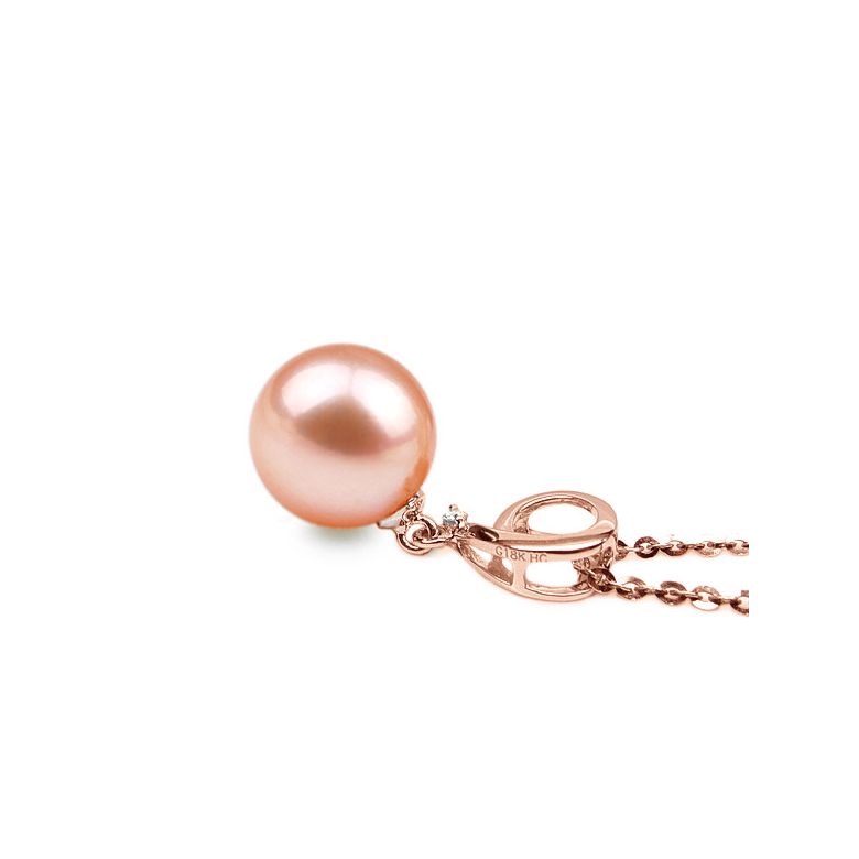 Ciondolo Numero 9 - Perla d'Acqua Dolce, Oro Rosa e Diamanti - 9