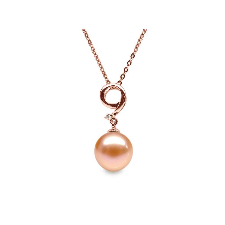 Ciondolo Numero 9 - Perla d'Acqua Dolce, Oro Rosa e Diamanti - 10