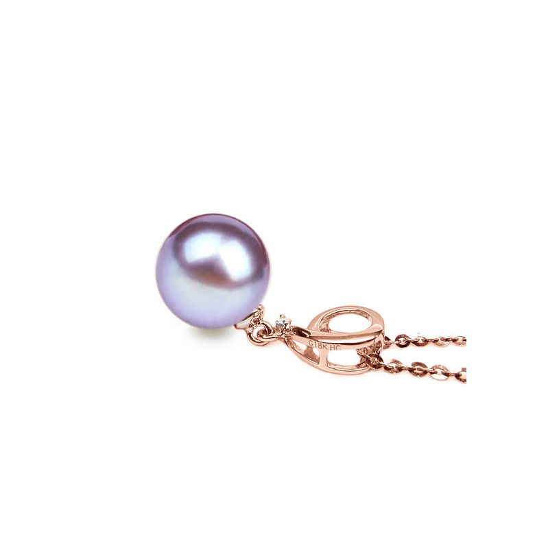Ciondolo Numero 9 - Perla d'Acqua Dolce, Oro Rosa e Diamanti - 11