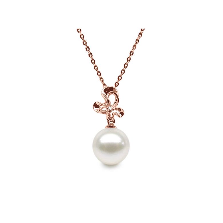 Ciondolo Fleur Sauvage - Oro Rosa, Perla d'Acqua Dolce e Diamante - 1