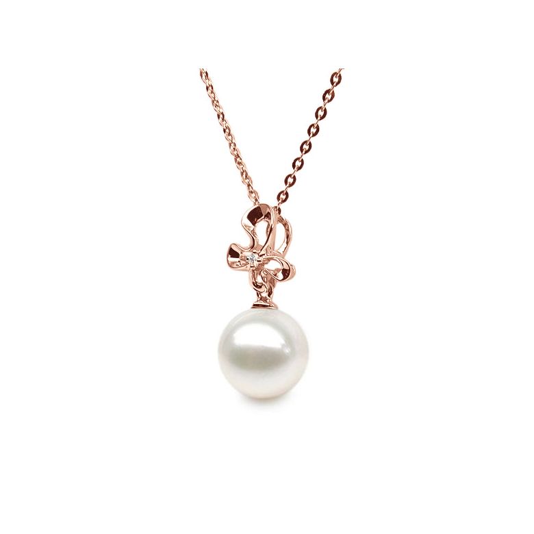 Ciondolo Fleur Sauvage - Oro Rosa, Perla d'Acqua Dolce e Diamante - 2