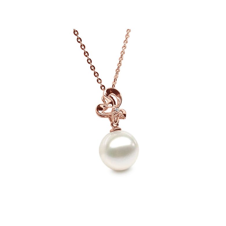 Ciondolo Fleur Sauvage - Oro Rosa, Perla d'Acqua Dolce e Diamante - 3