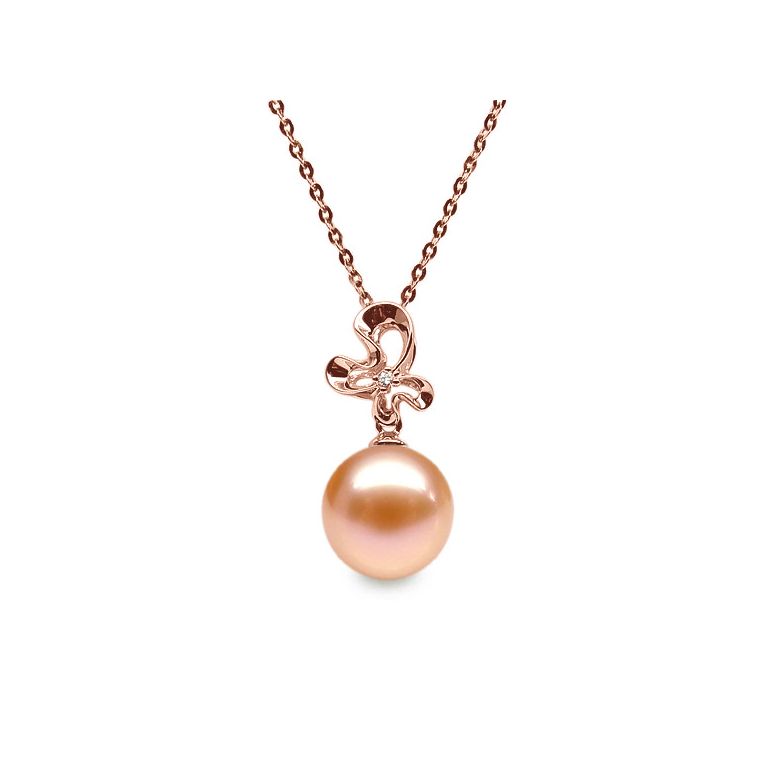 Ciondolo Fleur Sauvage - Oro Rosa, Perla d'Acqua Dolce e Diamante - 5