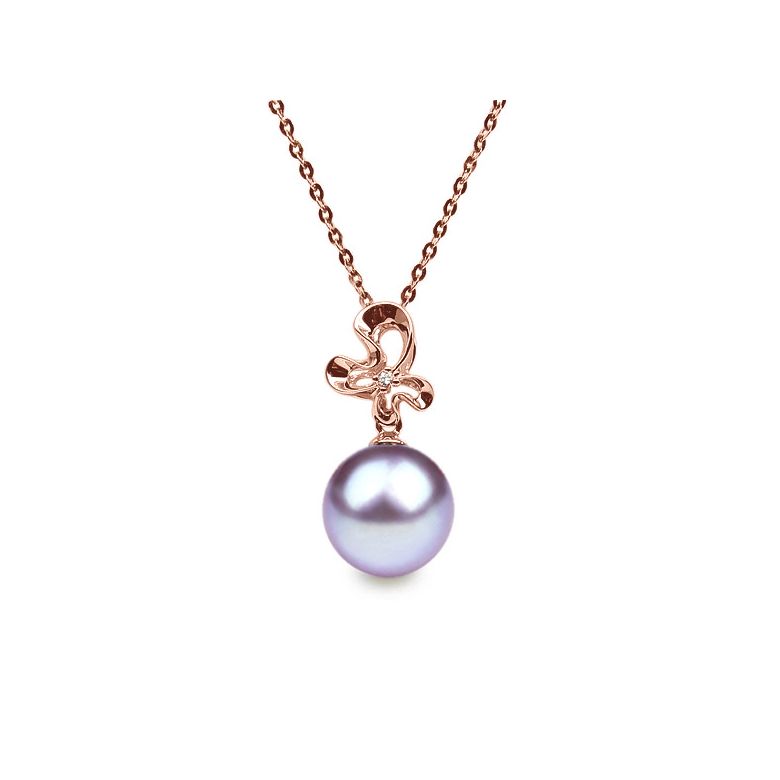 Ciondolo Fleur Sauvage - Oro Rosa, Perla d'Acqua Dolce e Diamante - 7