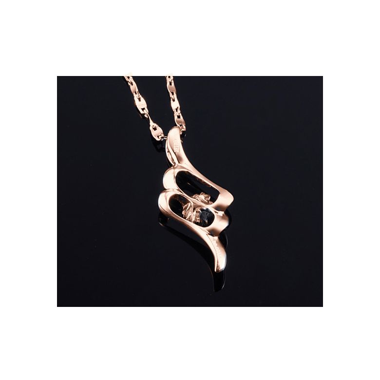 Ciondolo con Diamante Solitario - Fiore d'Oro Rosa - 5