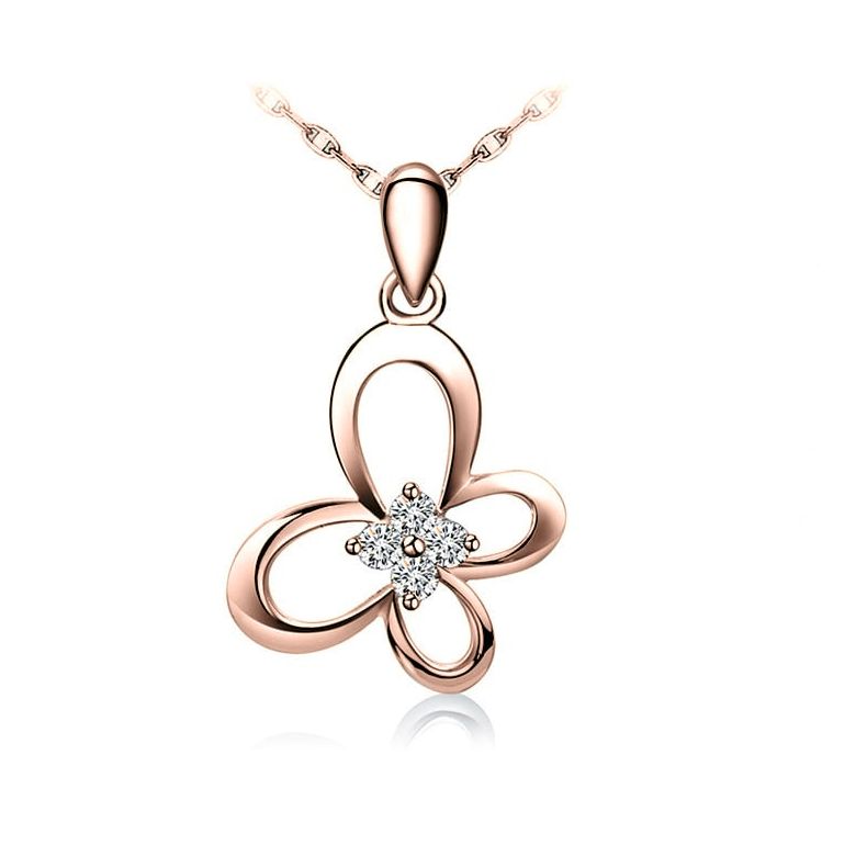 Ciondolo ali di farfalla - Oro rosa 18k e diamanti - 1