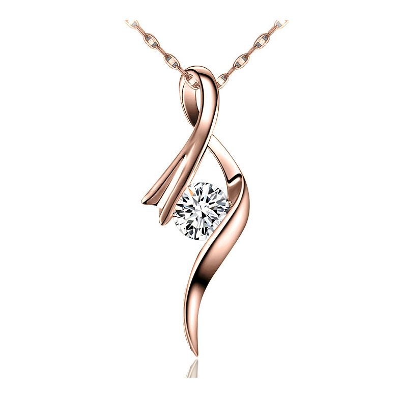 Ciondolo fiocco - diamante solitario - Oro rosa 18 carati - 1