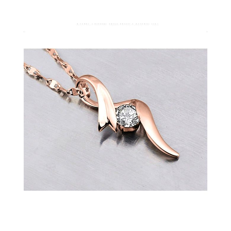 Ciondolo fiocco - diamante solitario - Oro rosa 18 carati - 2
