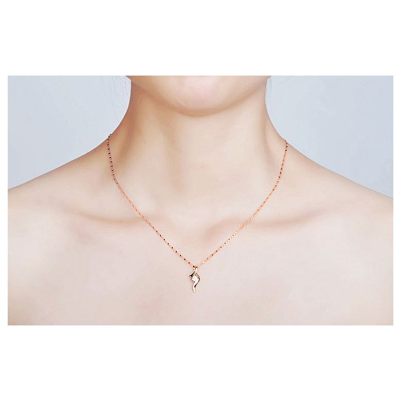 Ciondolo fiocco - diamante solitario - Oro rosa 18 carati - 3