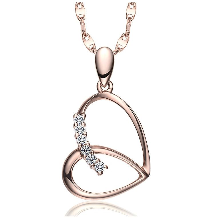 Ciondolo cuore di farfalla - Oro rosa, diamanti - 1