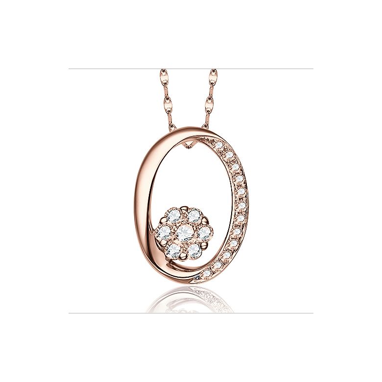 Ciondolo O - Oro rosa e diamanti 0.190ct - 1