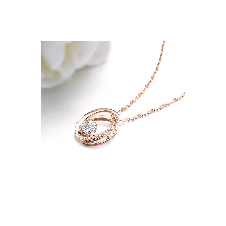 Ciondolo O - Oro rosa e diamanti 0.190ct - 2