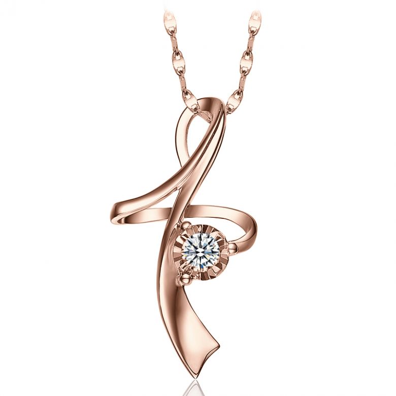 Ciondolo diamante Signature - In oro rosa 18 carati - 2