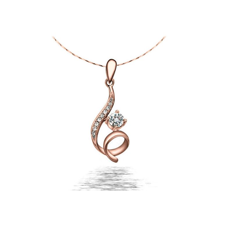 Ciondolo spirale - Oro rosa 18ct e diamanti incastonati - 1