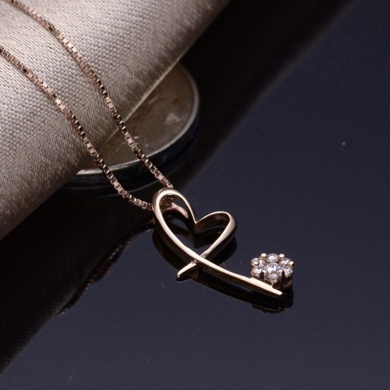 Ciondolo cuore farfalla - Oro rosa e diamanti - 2