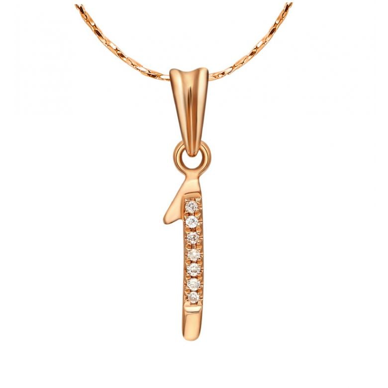 Ciondolo chiffre 1 - Oro rosa 18cts - Diamanti 0.035ct - 1