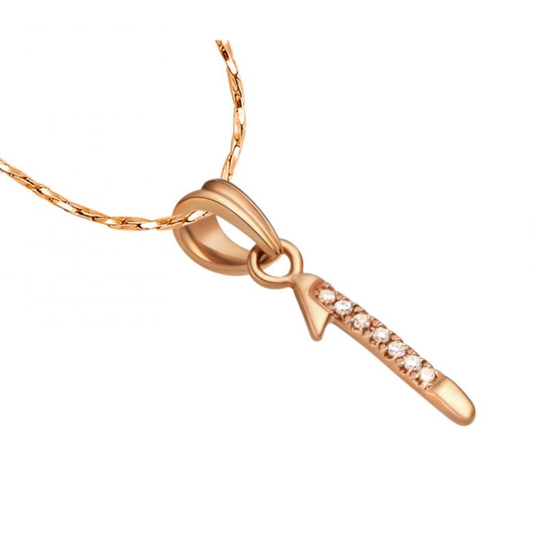 Ciondolo chiffre 1 - Oro rosa 18cts - Diamanti 0.035ct - 3