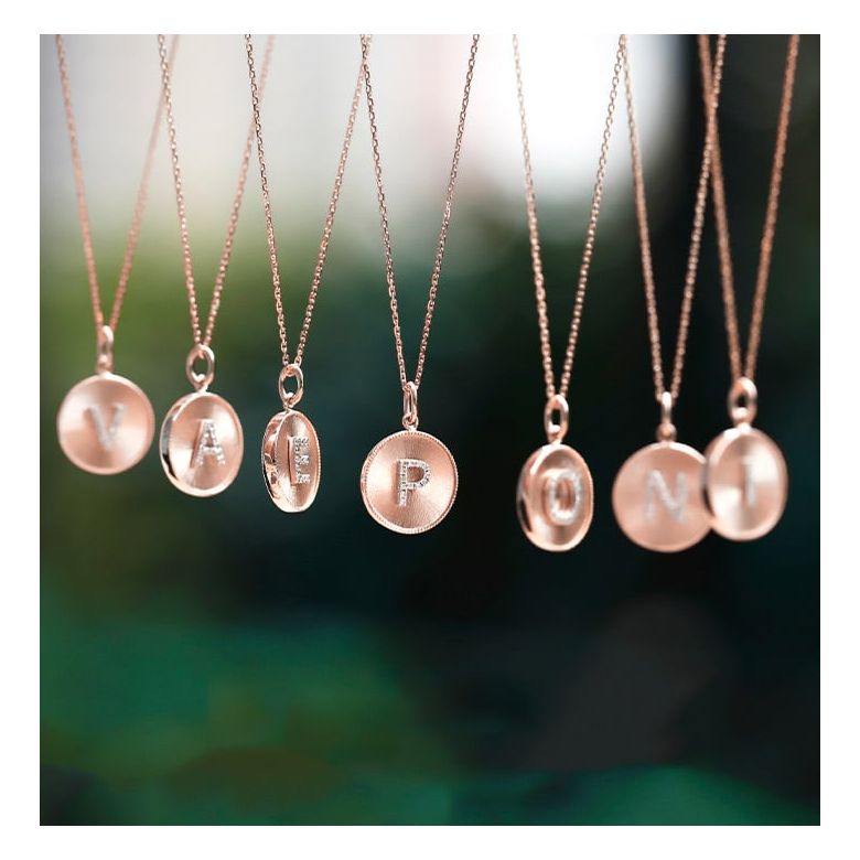 Ciondolo Lettera Alfabeto - Medaglia in Oro 18ct & Diamante VS/G | Gemperles oro rosa - 1