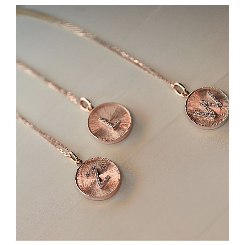 Ciondolo Lettera Alfabeto - Medaglia in Oro 18ct & Diamante VS/G | Gemperles oro rosa - 7