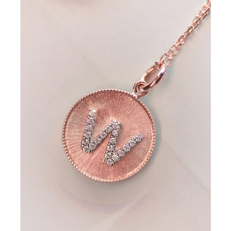 Ciondolo Lettera Alfabeto - Medaglia in Oro 18ct & Diamante VS/G | Gemperles oro rosa - 8