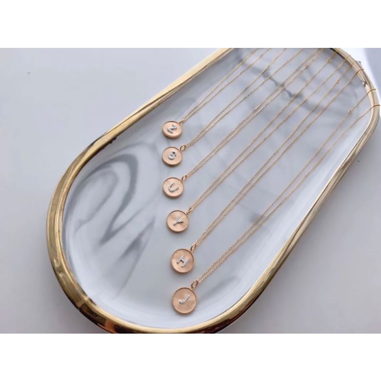Ciondolo Lettera Alfabeto - Medaglia in Oro 18ct & Diamante VS/G | Gemperles oro rosa - 19