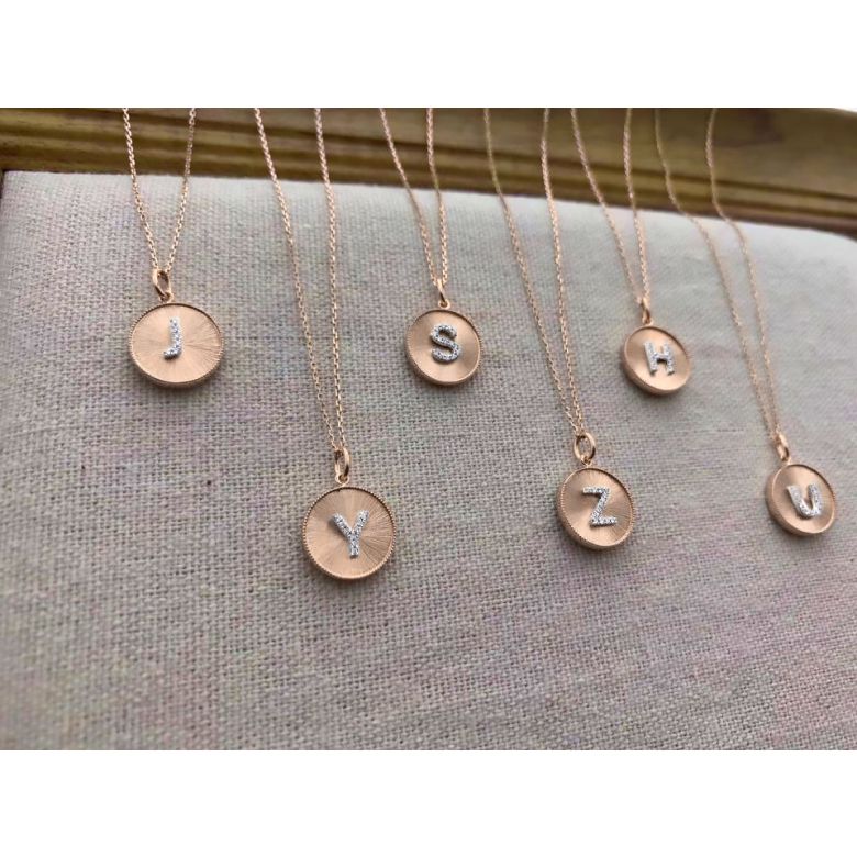 Ciondolo Lettera Alfabeto - Medaglia in Oro 18ct & Diamante VS/G | Gemperles oro rosa - 21