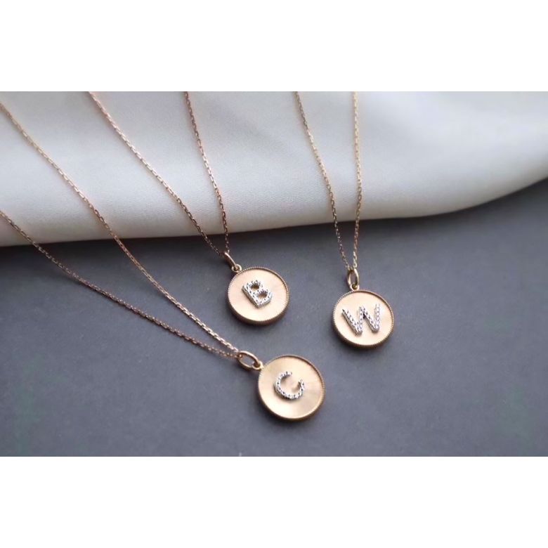 Ciondolo Lettera Alfabeto - Medaglia in Oro 18ct & Diamante VS/G | Gemperles oro rosa - 23