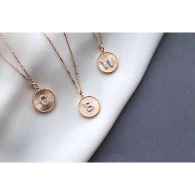 Ciondolo Lettera Alfabeto - Medaglia in Oro 18ct & Diamante VS/G | Gemperles oro rosa - 24