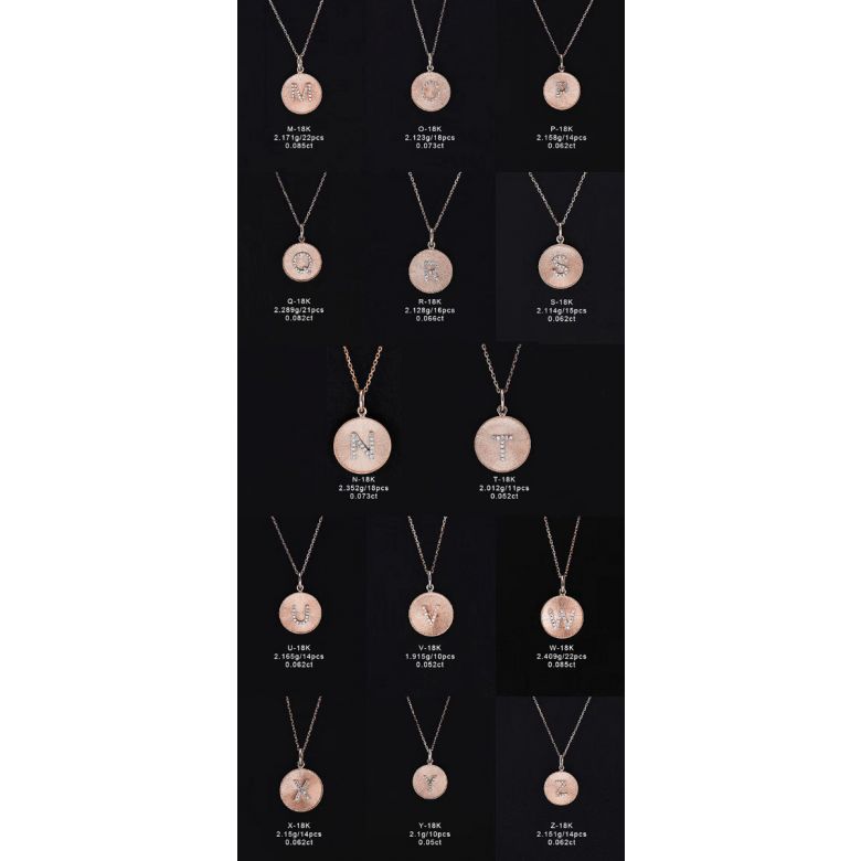 Ciondolo Lettera Alfabeto - Medaglia in Oro 18ct & Diamante VS/G | Gemperles oro rosa - 20