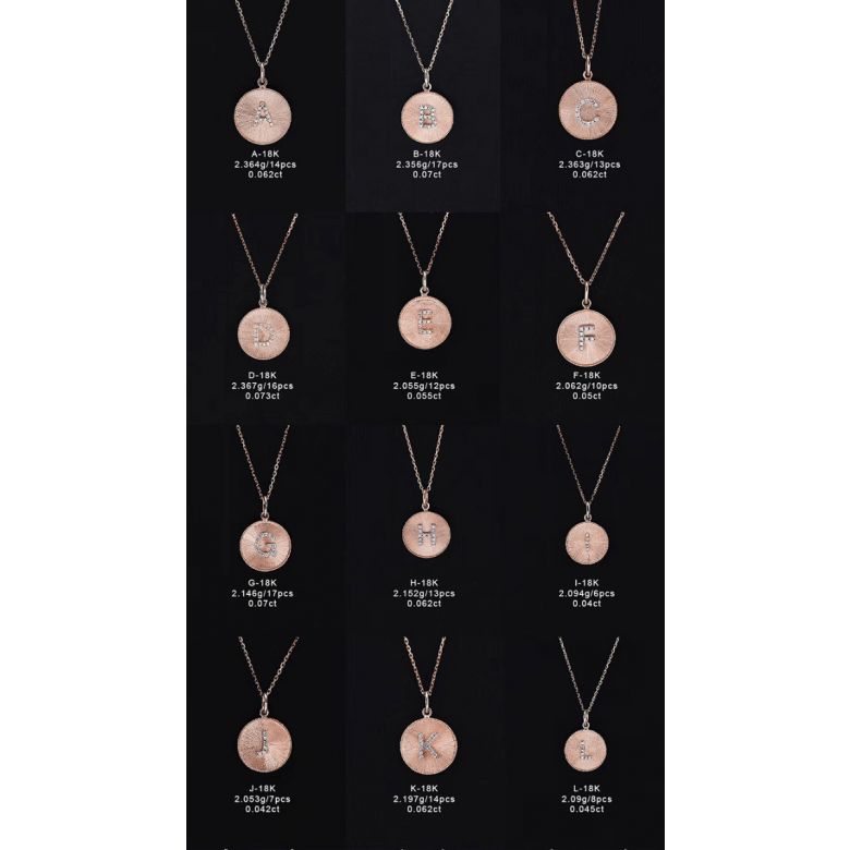Ciondolo Lettera Alfabeto - Medaglia in Oro 18ct & Diamante VS/G | Gemperles oro rosa - 22