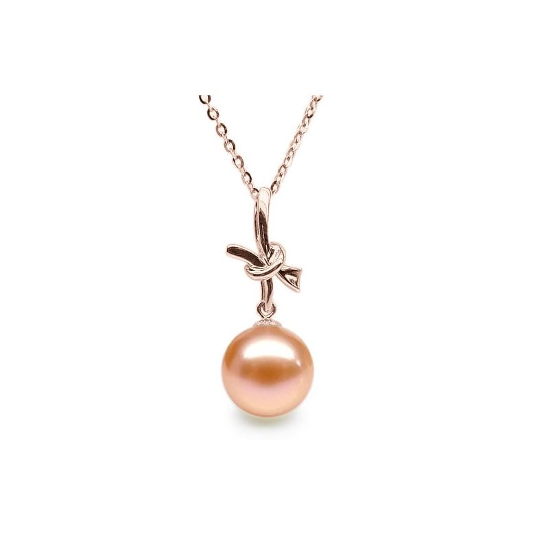 Ciondolo Noeud Merveilleux Oro Rosa 18kt, Perla di Acqua Dolce Rosa 10/10.5mm - 1