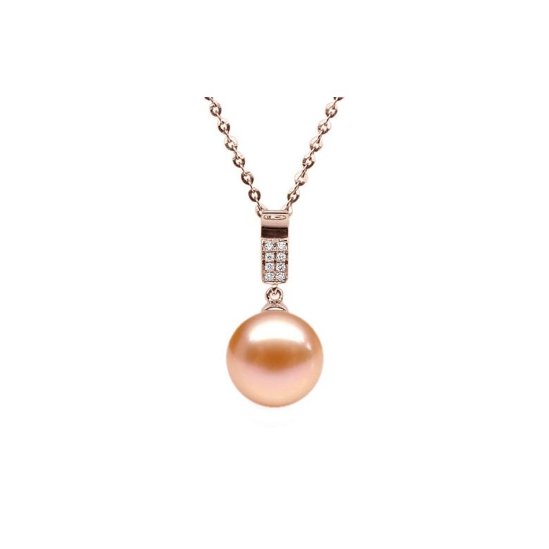 Ciondolo Xilo Oro Rosa 18kt, Perla di Acqua Dolce Rosa 10/10.5mm - 1