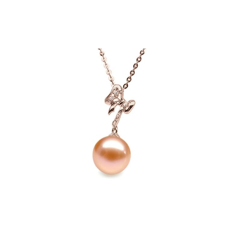 Ciondolo Mon petit Noeud Oro Rosa 18kt, Perla di Acqua Dolce Rosa 10/10.5mm - 1