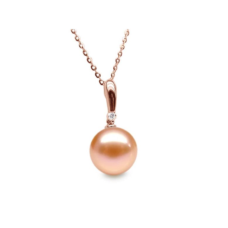Ciondolo Hainan Oro Rosa 18kt, Perla di Acqua Dolce Rosa 10/10.5mm - 1