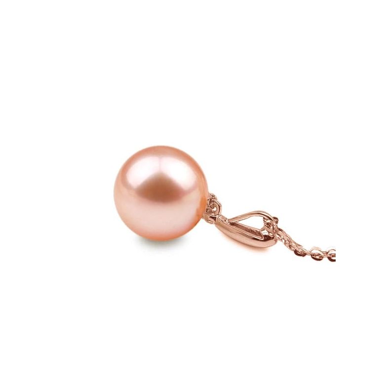 Ciondolo Hainan Oro Rosa 18kt, Perla di Acqua Dolce Rosa 10/10.5mm - 2