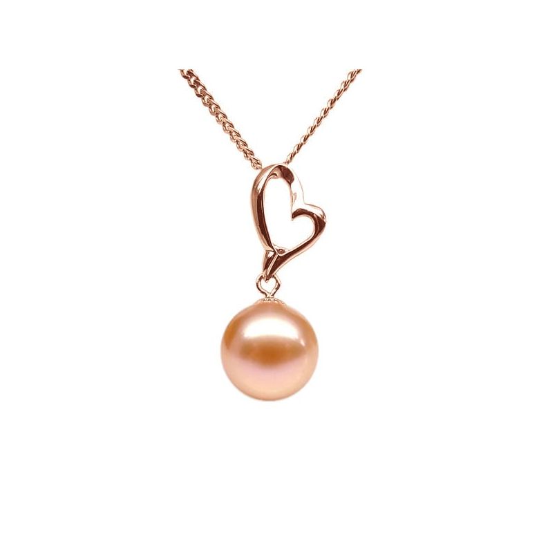 Ciondolo Coeur de Cupidon Oro Rosa 18kt, Perla di Acqua Dolce Rosa 10/10.5mm - 1