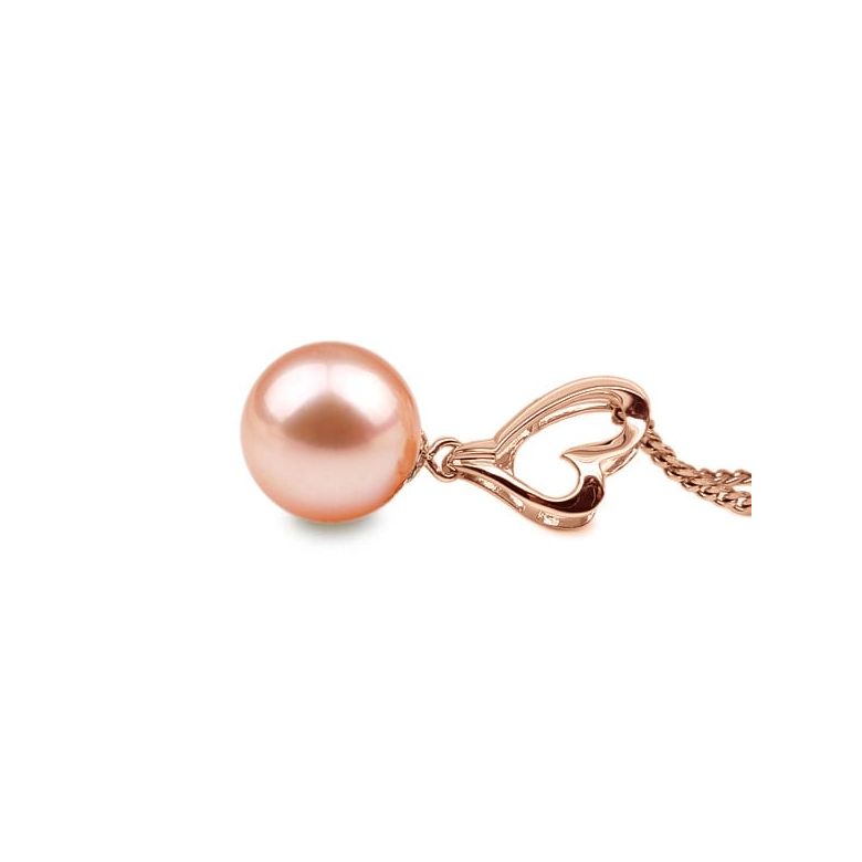 Ciondolo Coeur de Cupidon Oro Rosa 18kt, Perla di Acqua Dolce Rosa 10/10.5mm - 2