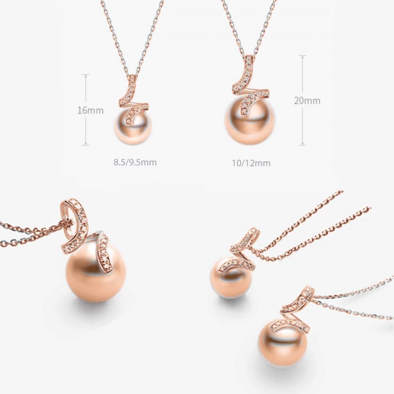 Ciondolo Ondine Oro Rosa 18kt, Perla di Acqua Dolce Rosa 11/11.5mm - 3